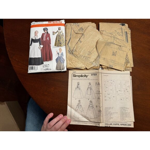 Vintage Simplicity 3723 Womens Colonial Costume Sewing Pattern Size HH 6-8-10-12 - Picture 3 of 3